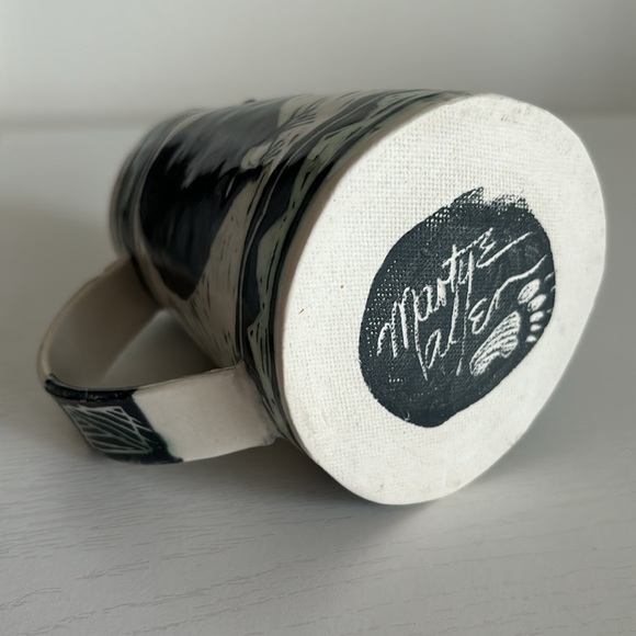 Martye Allen Sgraffito Pottery Art Mug 2 Black Bears Southwest Native Nature - Picture 12 of 15